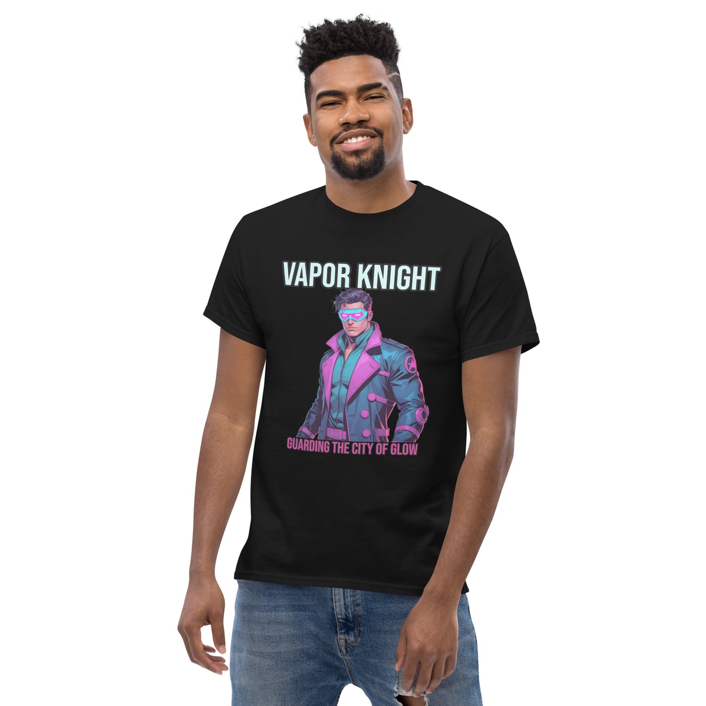 Synthwave T-Shirt mit Neonfarben und Retro-Motiven