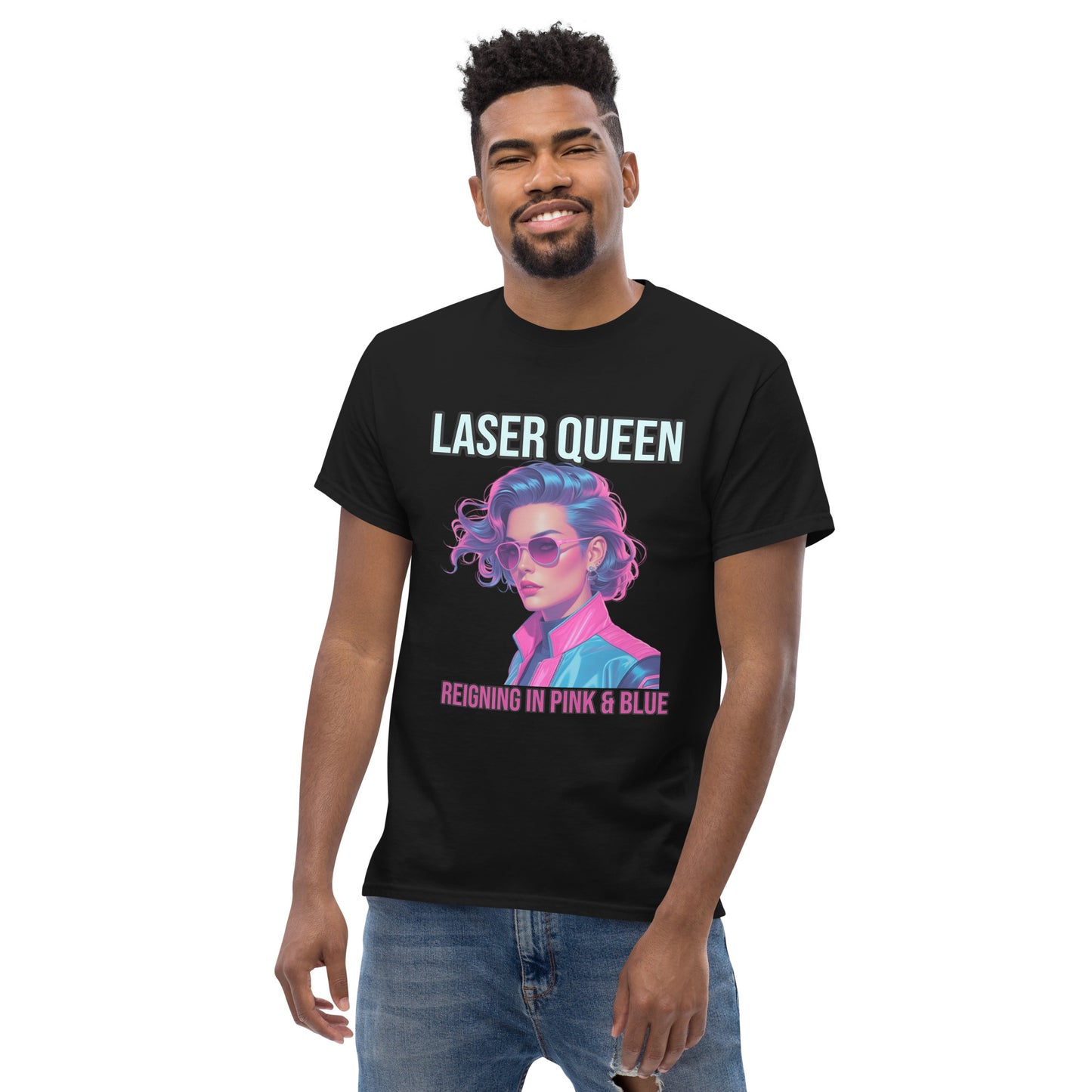 Synthwave T-Shirt mit Neonfarben und Retro-Motiven