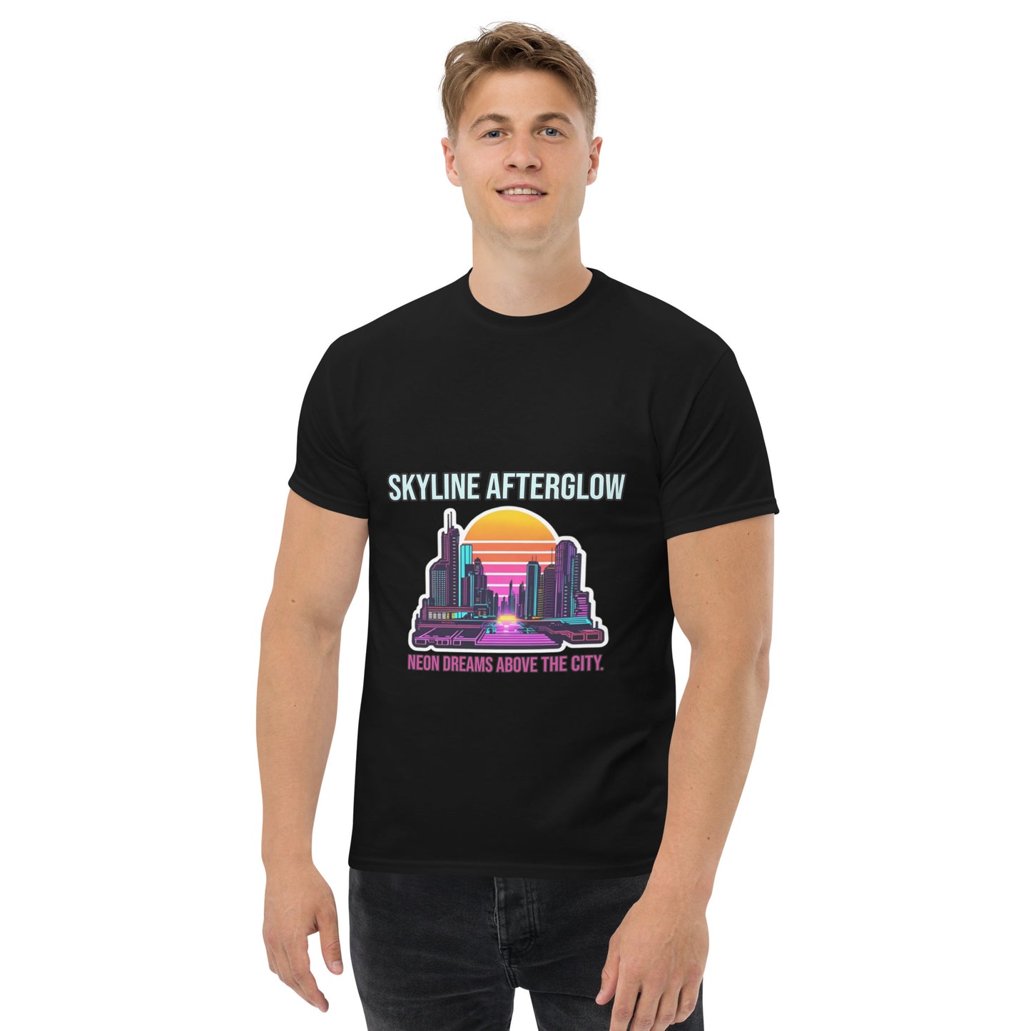 Synthwave T-Shirt mit Neonfarben und Retro-Motiven