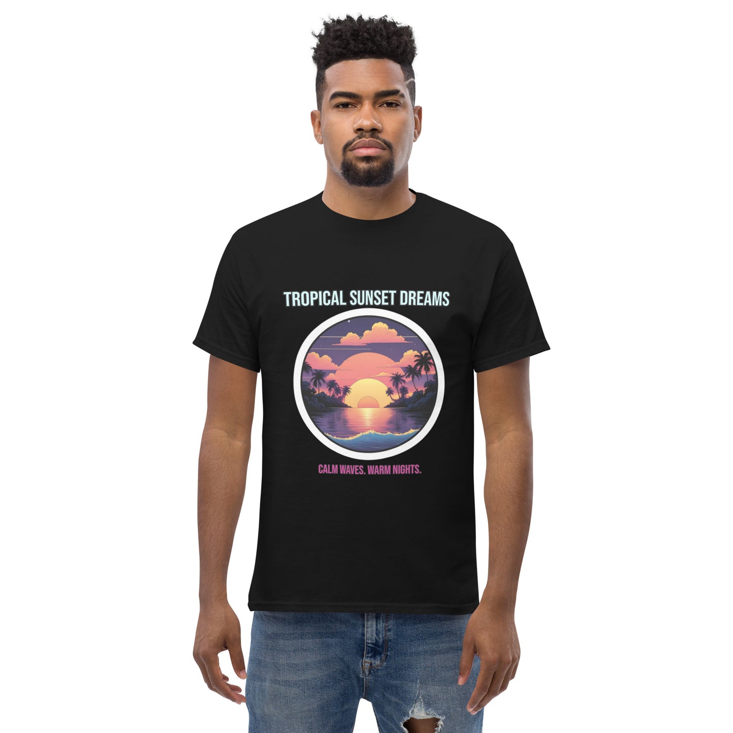 Synthwave T-Shirt mit Neonfarben und Retro-Motiven