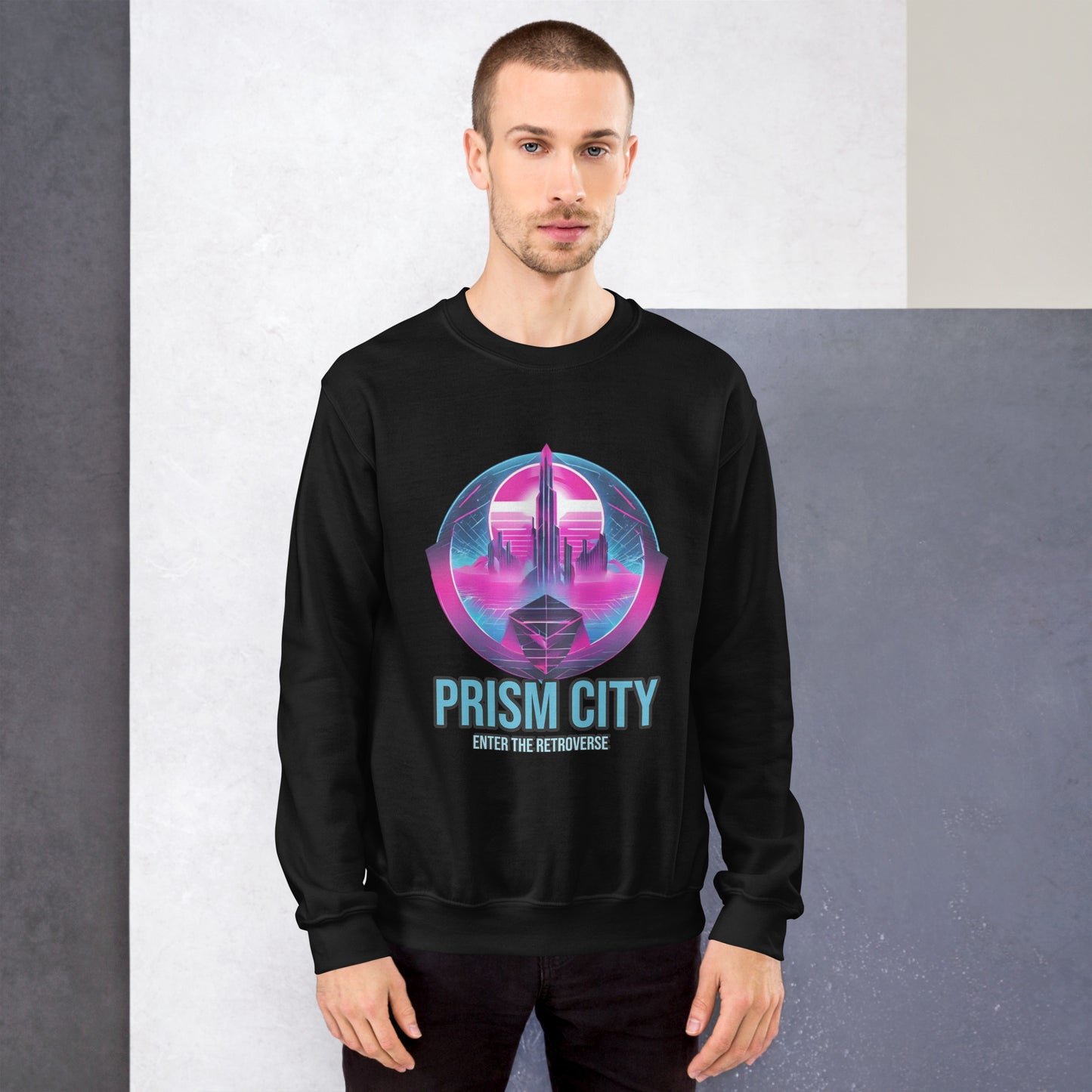 Synthwave Retro Sweater mit Neonfarben