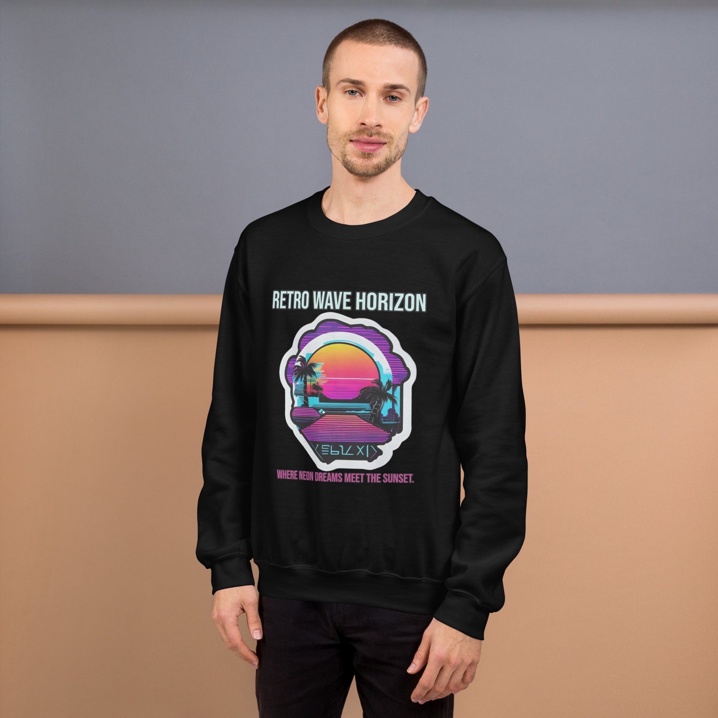 Synthwave Retro Sweater mit Neonfarben