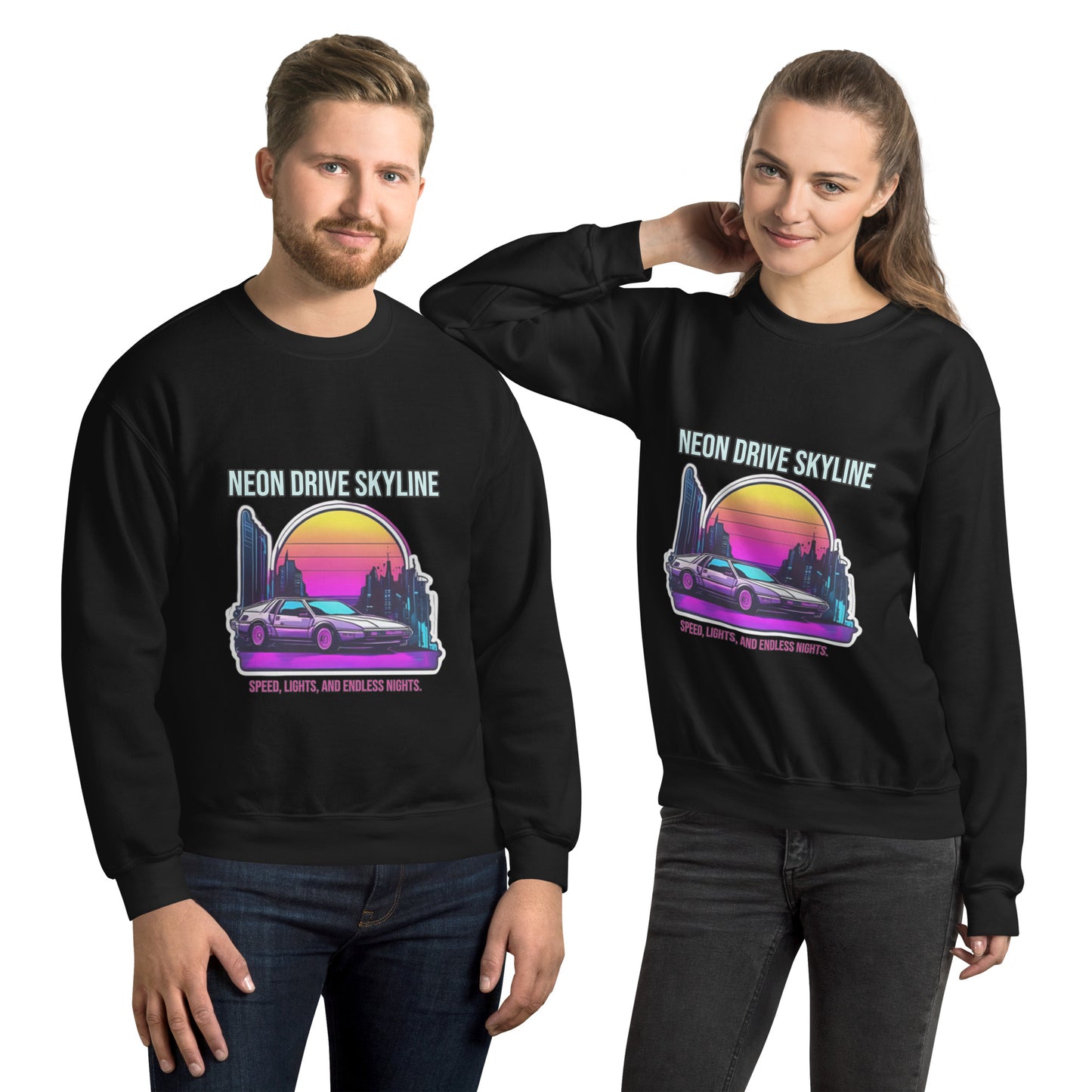 Synthwave Retro Sweater mit Neonfarben