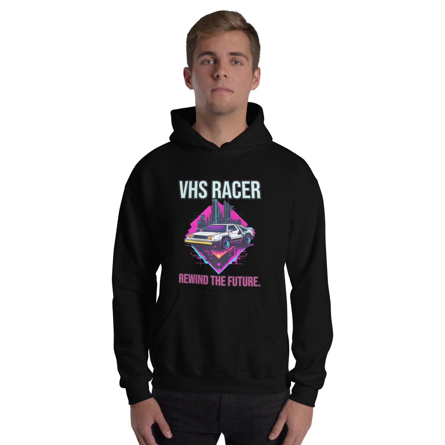 Synthwave Retro Hoodie mit Neonfarben und Retro-Motiven