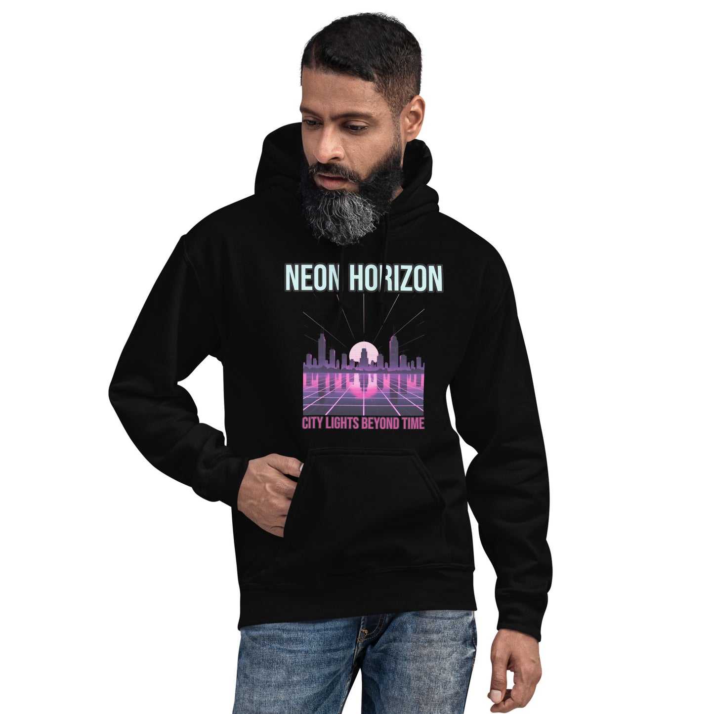 Synthwave Retro Hoodie mit Neonfarben und Retro-Motiven