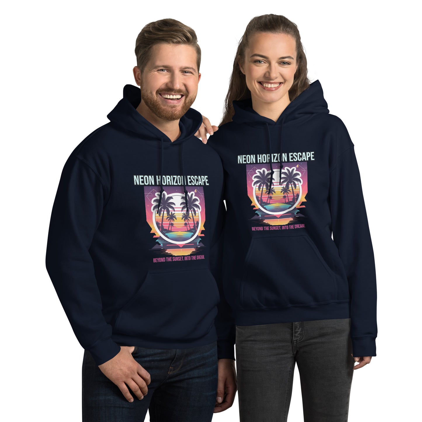 Synthwave Retro Hoodie mit Neonfarben und Retro-Motiven