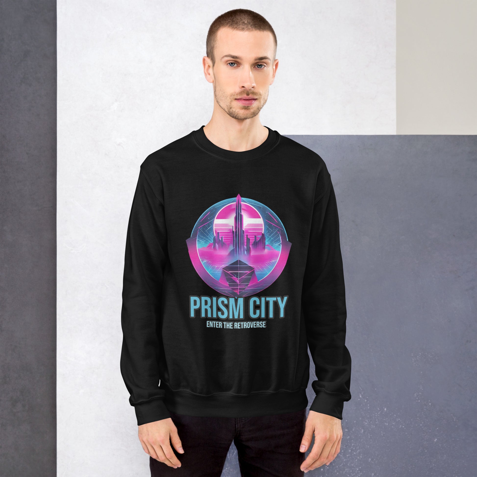 Synthwave Retro Sweater mit Neonfarben
