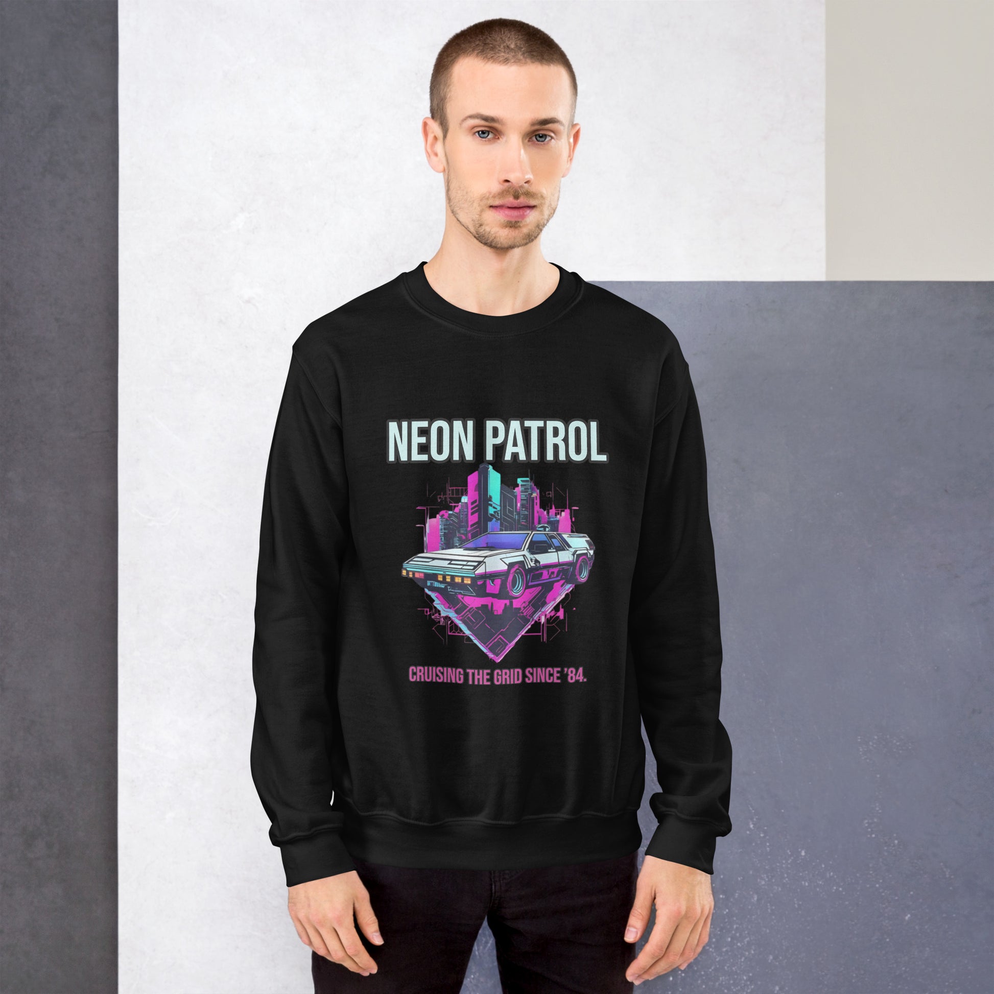 Synthwave Retro Sweater mit Neonfarben

