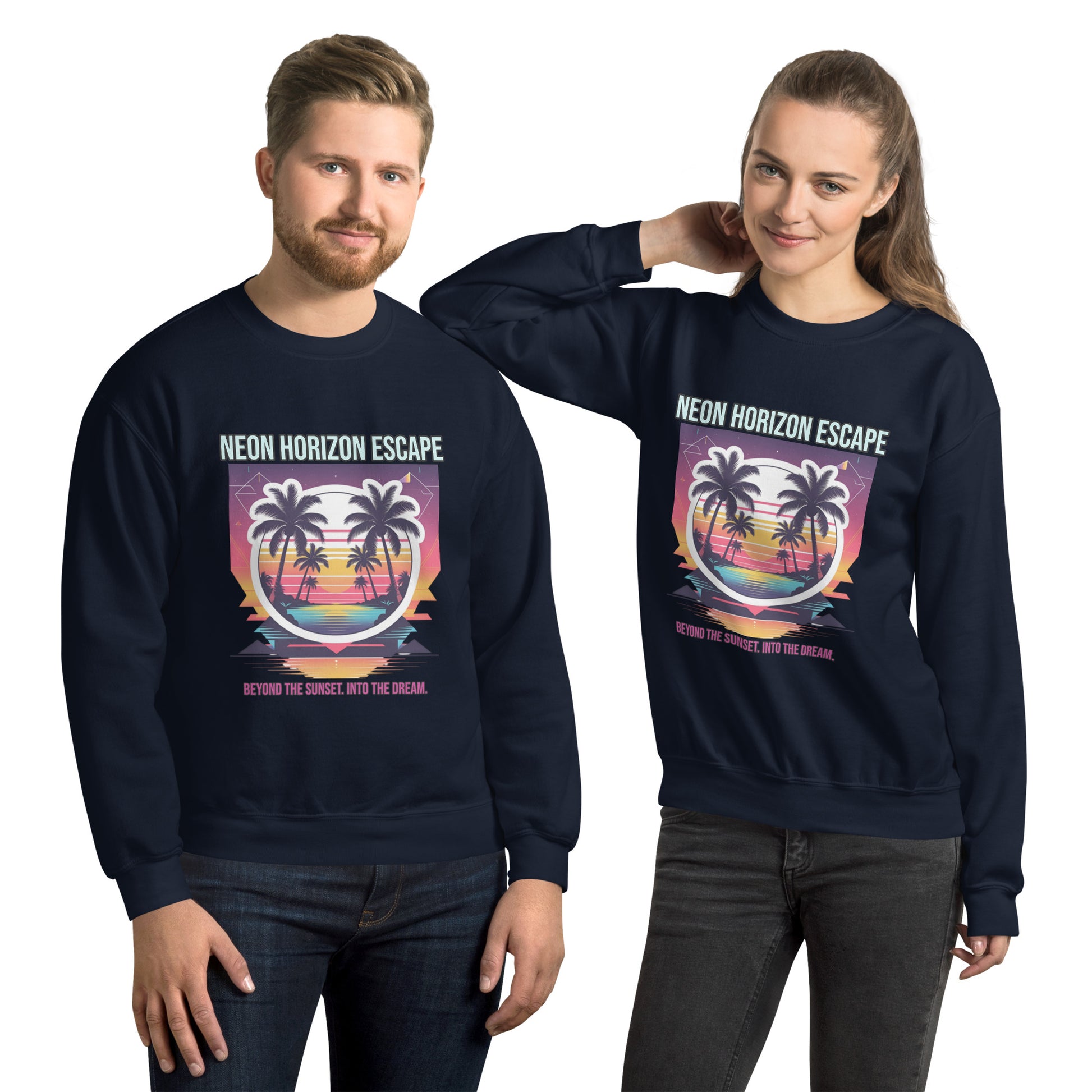 Synthwave Retro Sweater mit Neonfarben
