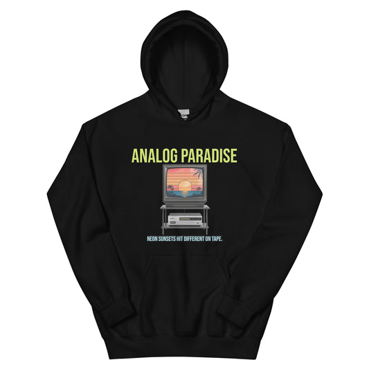 Synthwave Retro Hoodie mit Neonfarben und Retro-Motiven
