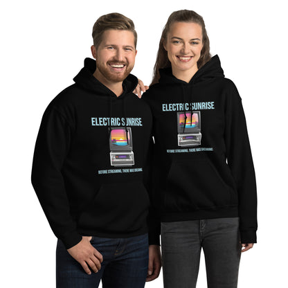 Synthwave Retro Hoodie mit Neonfarben und Retro-Motiven
