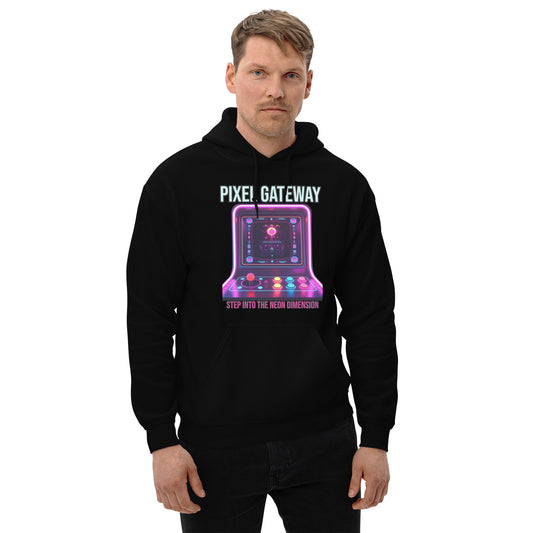 Synthwave Retro Hoodie mit Neonfarben und Retro-Motiven

