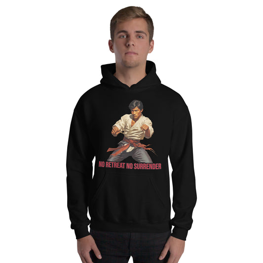 Kung-Fu Style Hoodie mit Retro-Charakter
