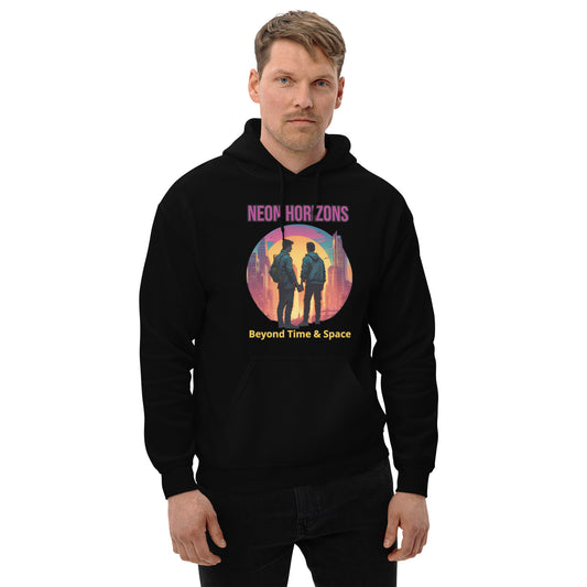 Synthwave Retro Hoodie mit Neonfarben und Retro-Motiven

