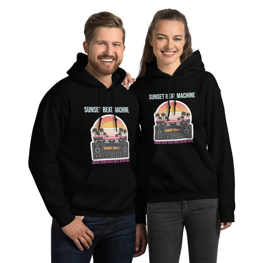 Synthwave Retro Hoodie mit Neonfarben und Retro-Motiven
