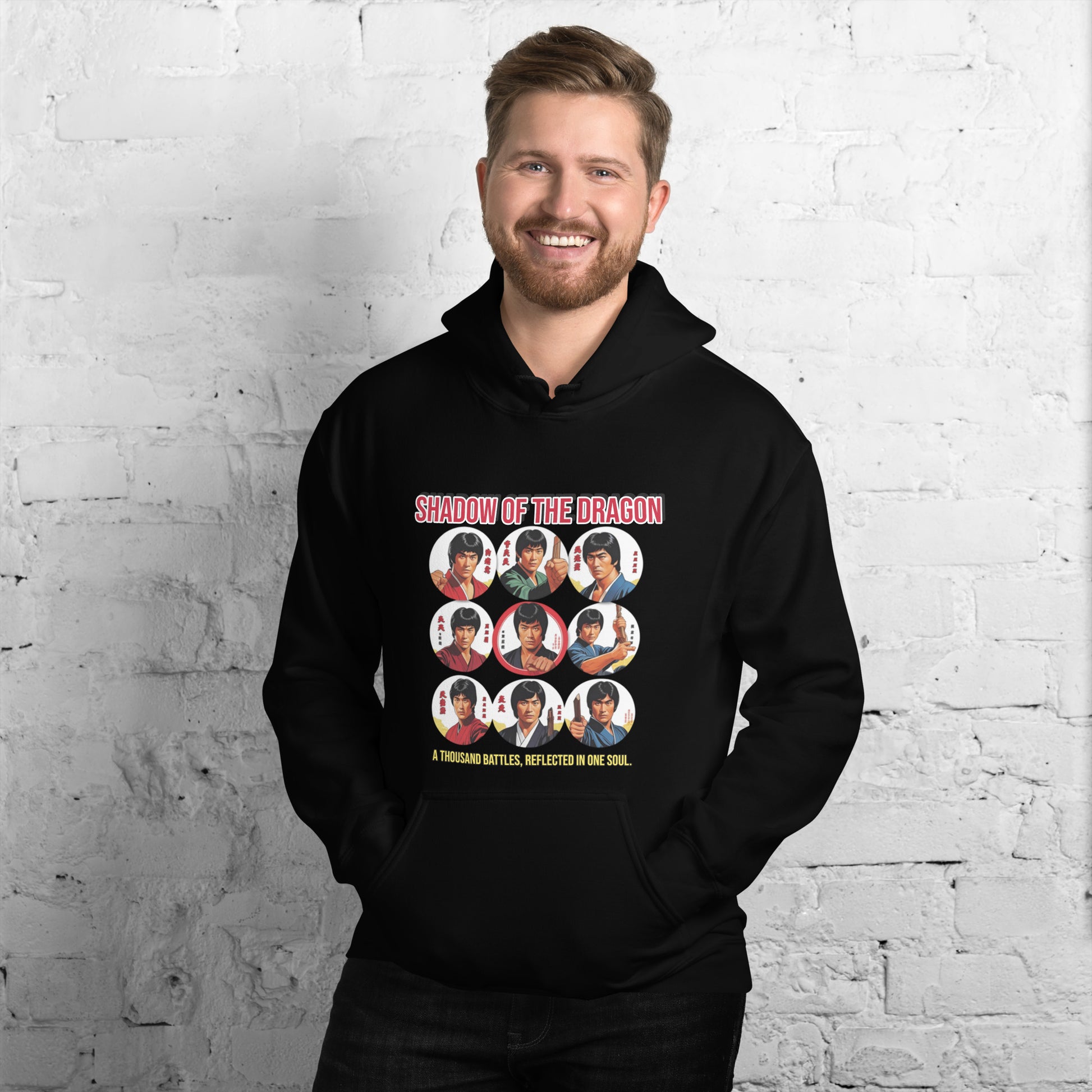 Kung-Fu Style Hoodie mit Retro-Charakter
