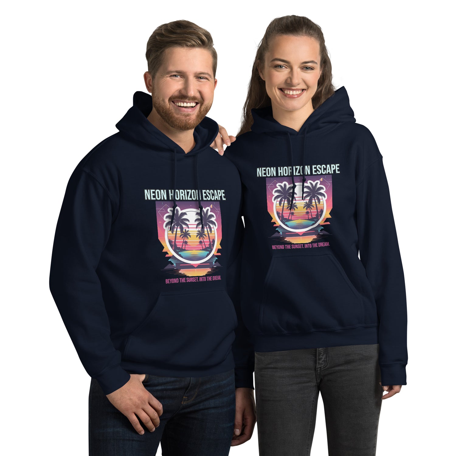 Synthwave Retro Hoodie mit Neonfarben und Retro-Motiven
