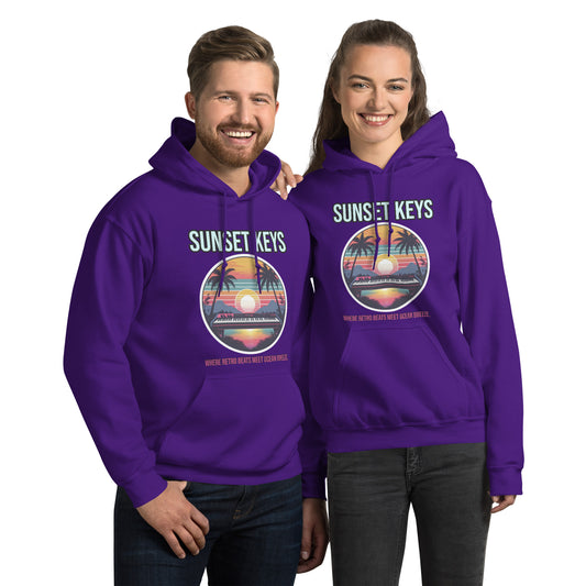 Synthwave Retro Hoodie mit Neonfarben und Retro-Motiven
