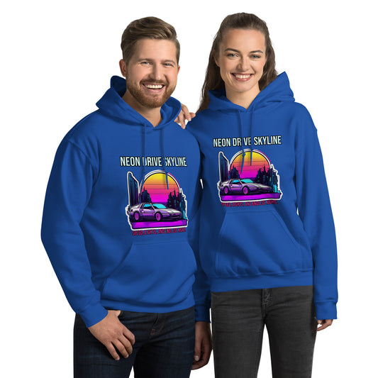Synthwave Retro Hoodie mit Neonfarben und Retro-Motiven
