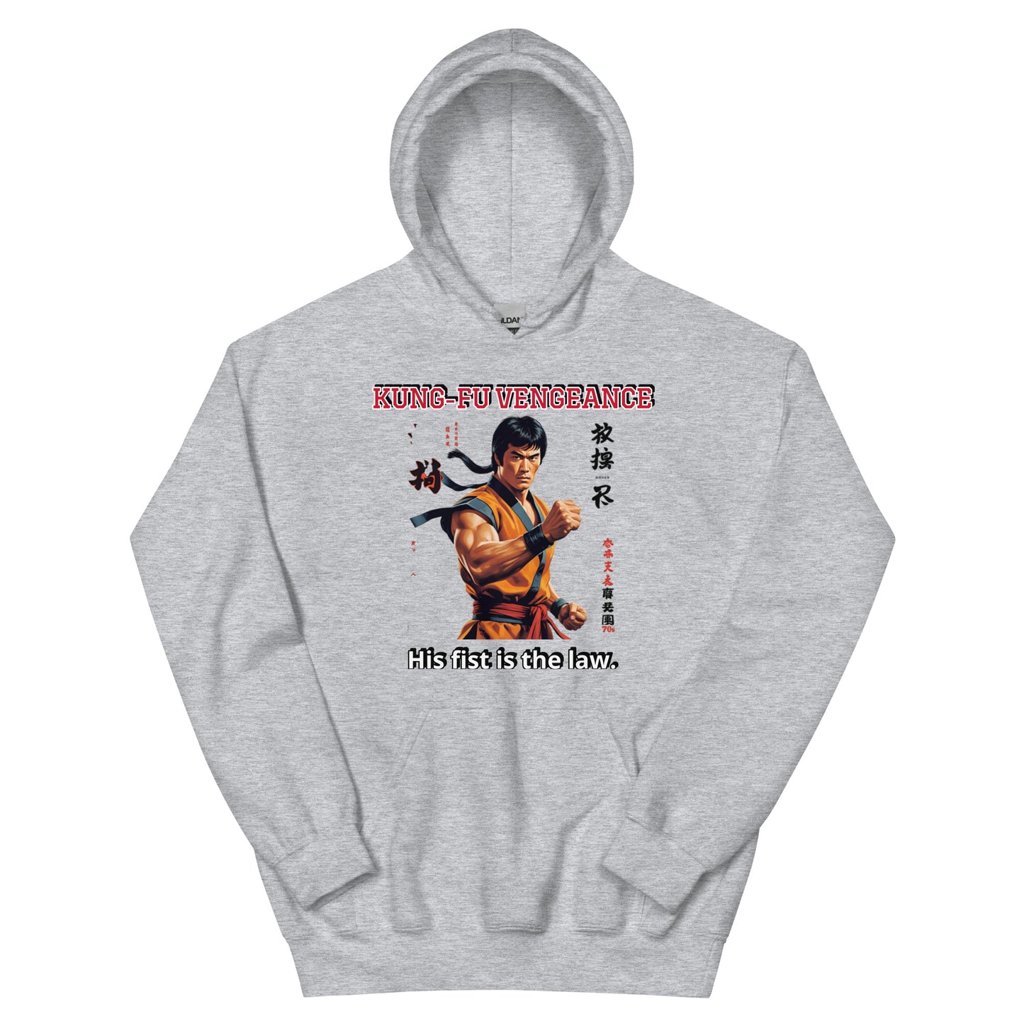 Kung-Fu Style Hoodie mit Retro-Charakter

