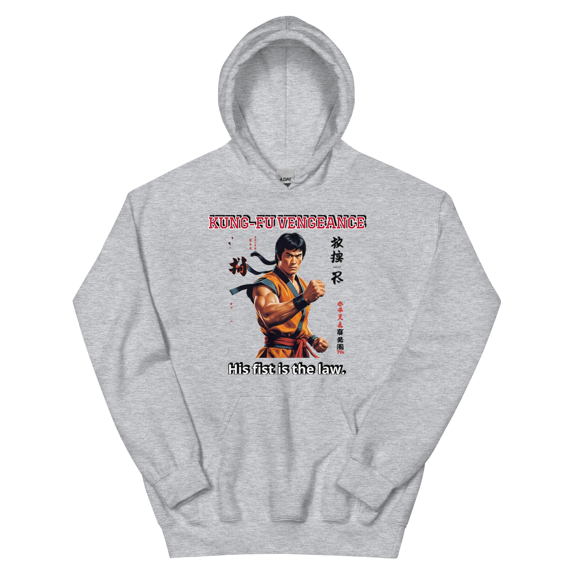 Kung-Fu Style Hoodie mit Retro-Charakter
