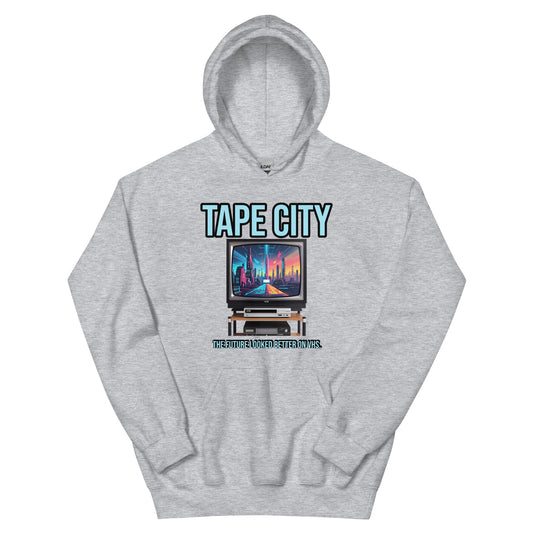 Synthwave Retro Hoodie mit Neonfarben und Retro-Motiven
